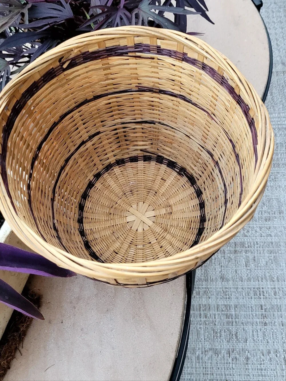 Woven Natural and Dark Brown Decorative Basket